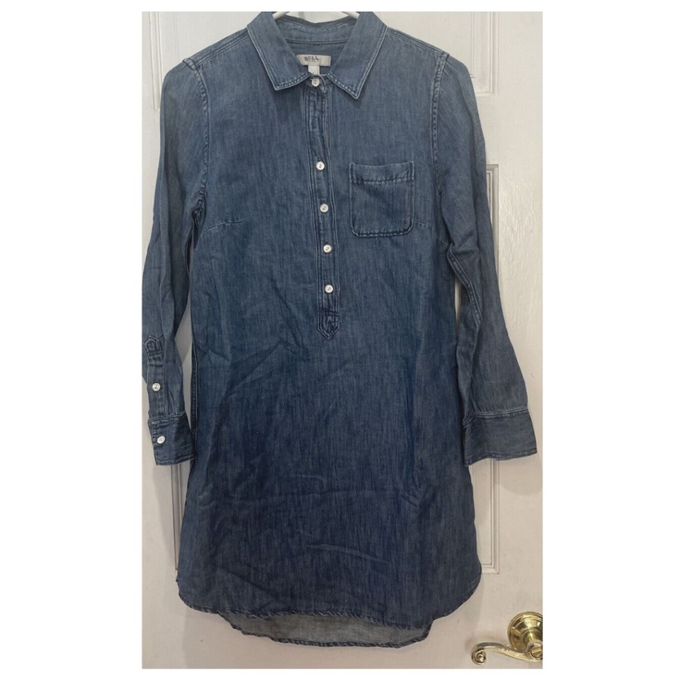 J. Crew Long Sleeve Denim Shirt Dress 50% Cotton 50% Linen Size 2
